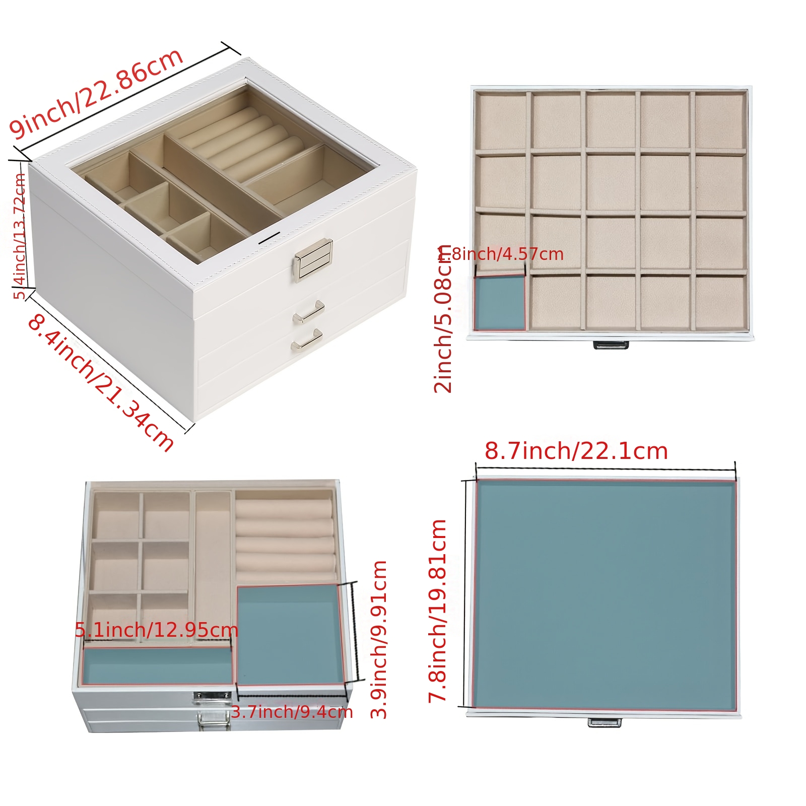 Women's 3-Tier Jewelry Organizer, Velvet Lining